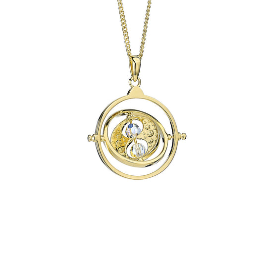 Harry Potter Gold Time Turner Necklace - Sterling Silver With Crystals