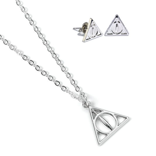 Harry Potter Gift Set With Deathly Hallow Necklace And Earrings