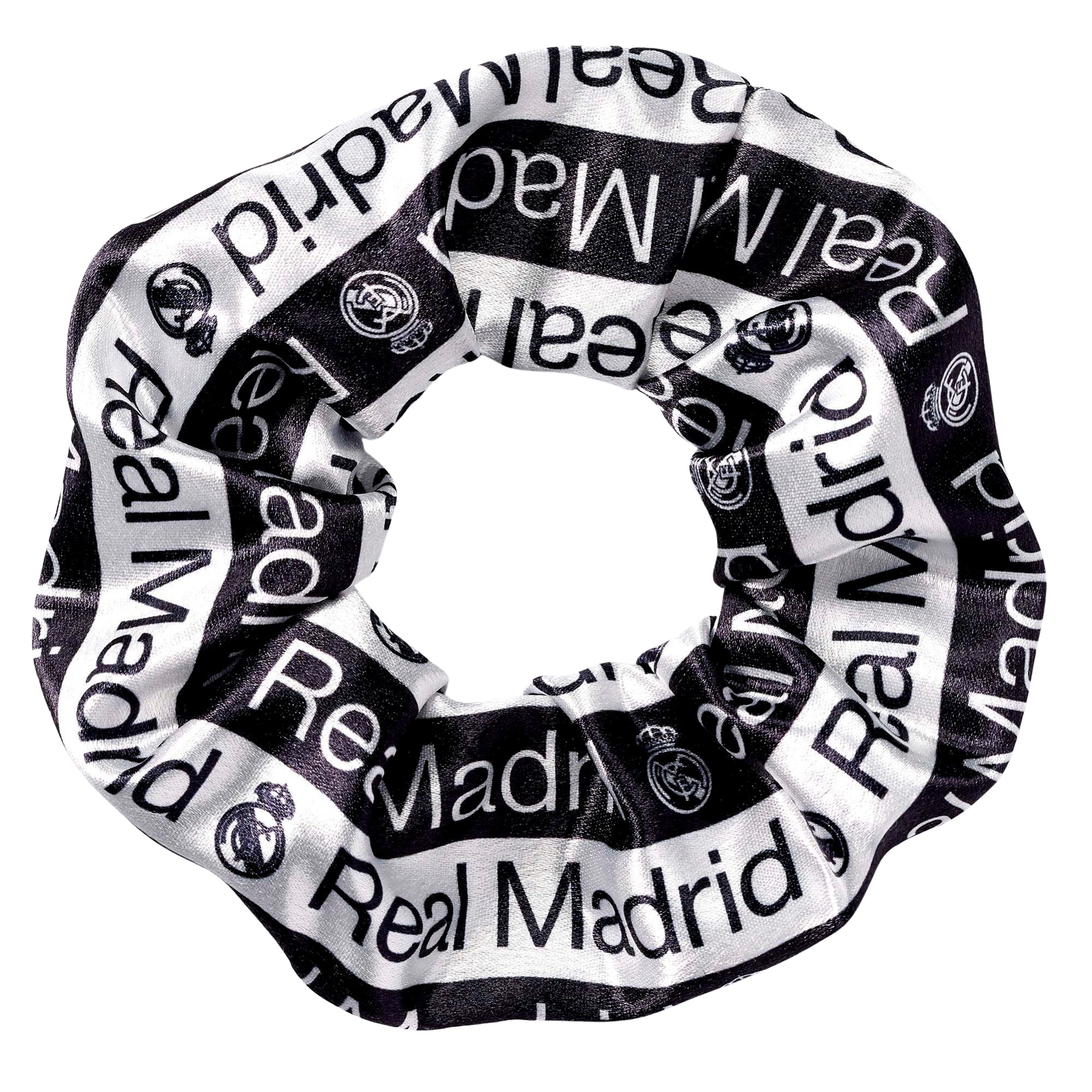 Real Madrid Football Club Black And White Logo Hair Scrunchie
