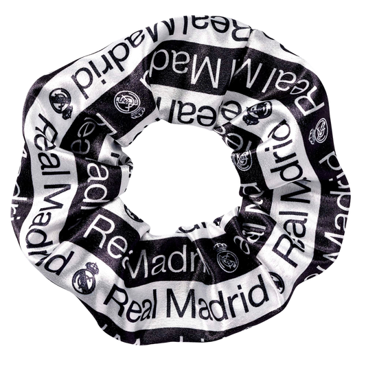 Real Madrid Football Club Black And White Logo Hair Scrunchie