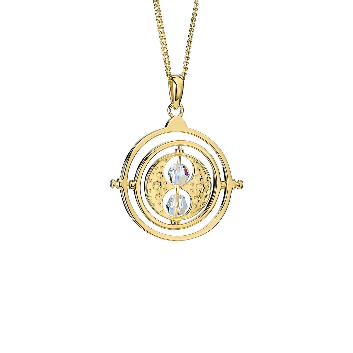 Harry Potter Gold Time Turner Necklace - Sterling Silver With Crystals