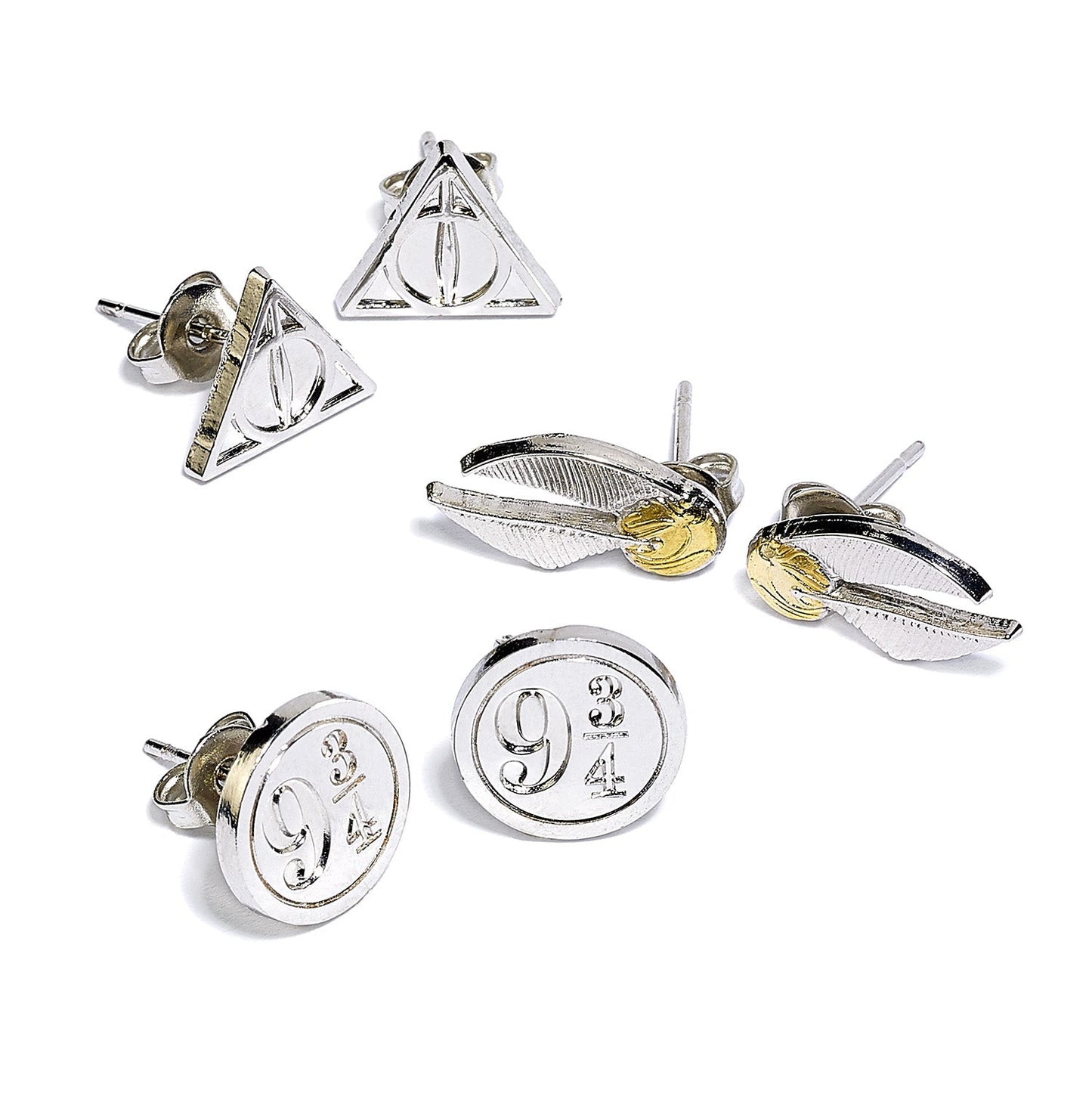 Harry Potter Stud Earring Set - Deathly Hallows, Golden Snitch, Platform 9 ¾