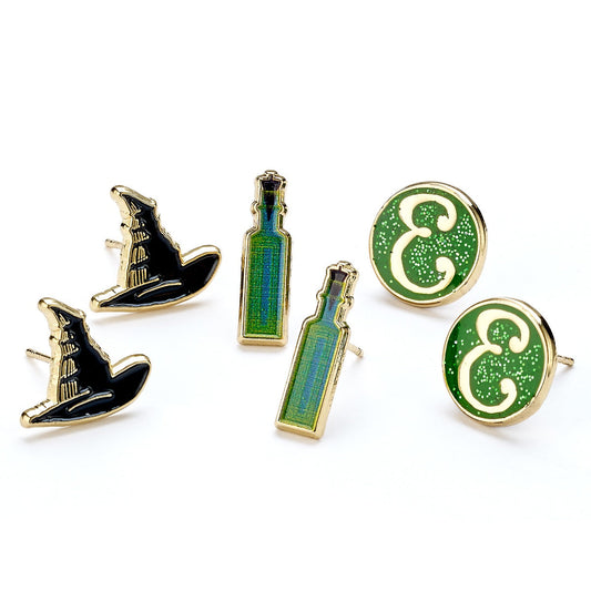Wicked Elphaba Stud Earring Set - Hat, Potion, E Logo