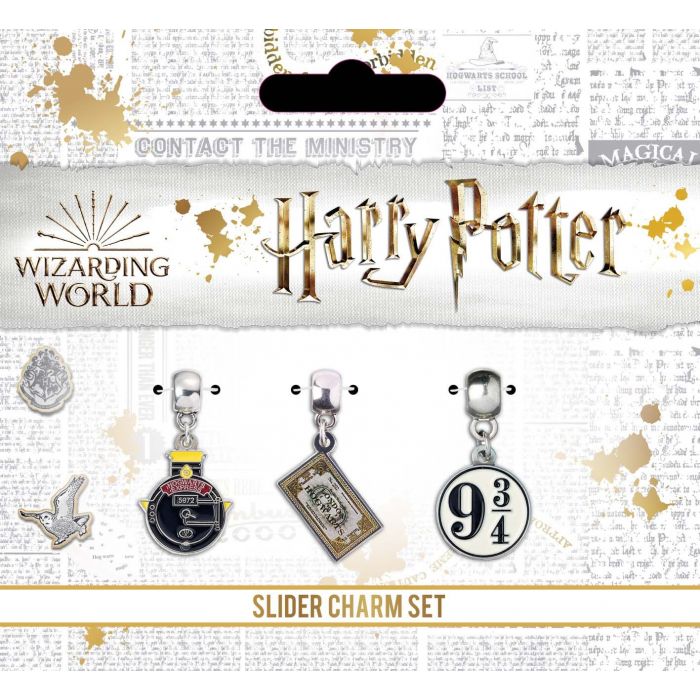 Official Harry Potter Silver Plated Charm Set Including Hogwart S Express Train Ticket Platform 9 3