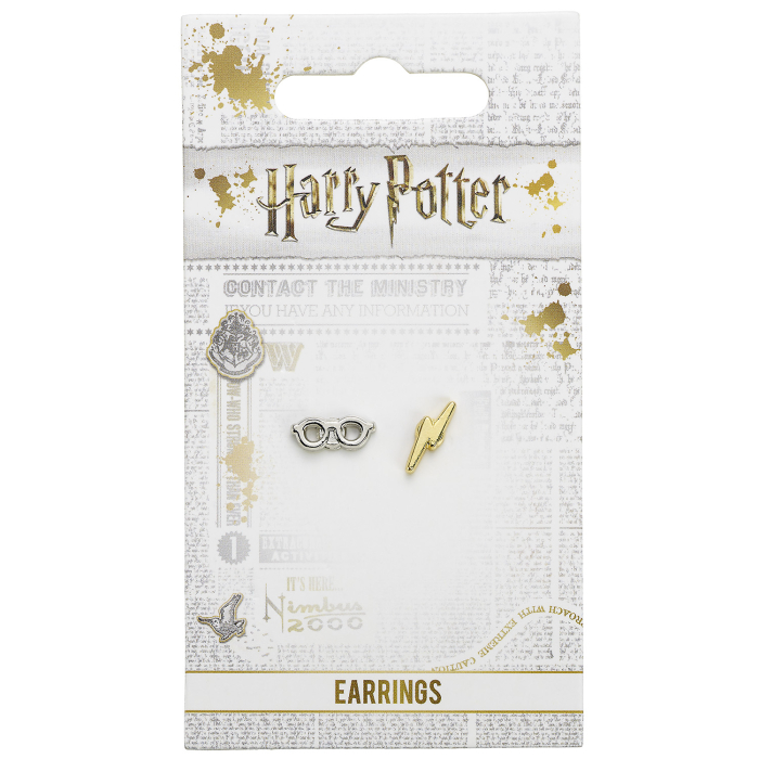 Harry Potter Lightening Bolt and Glasses Stud Earrings