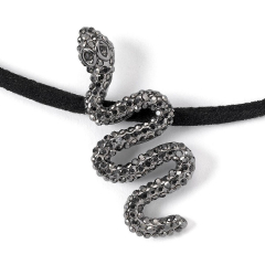 Harry Potter Nagini Black Crystal Pendant Necklace on a Black Suede Choker- WN0152
