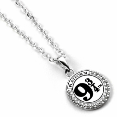 Official Harry Potter Sterling Silver Platform 9 3/4 Necklace Embellished with Crystals  BHPSN011