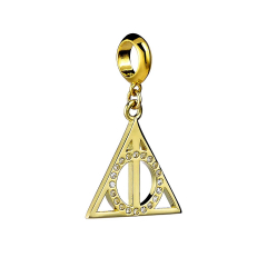 Harry Potter Sterling Silver Gold Plated Deathly Hallows slider charm with Crystal Elements HPGSC02-SC