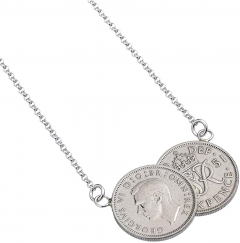 Double Silver King George VI Sixpence Coin Necklace KG1951