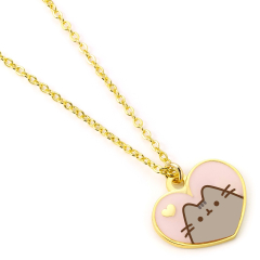 Pusheen the Cat Heart Necklace - Gold