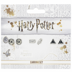 Official Harry Potter Stud Earring Set including Platform 9 3/4, Hedwig & Letter, and the Deathly Hallows earrings WE0107