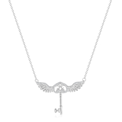 Harry Potter Sterling Silver Flying Key Necklace with Crystals BHPSN055