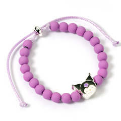 Hello Kitty Purple Beaded Bracelet with Kuromi Charm