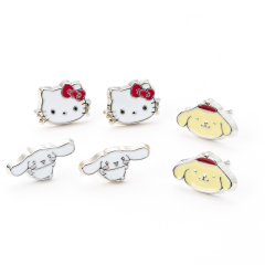 Hello Kitty Cinnamon Roll And Pompompurin Stud Earring Set