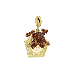 Official Harry Potter Sterling Silver, Gold Plated  Chocolate Frog Slider Charm with Crystals Elements - HPSC157-SC